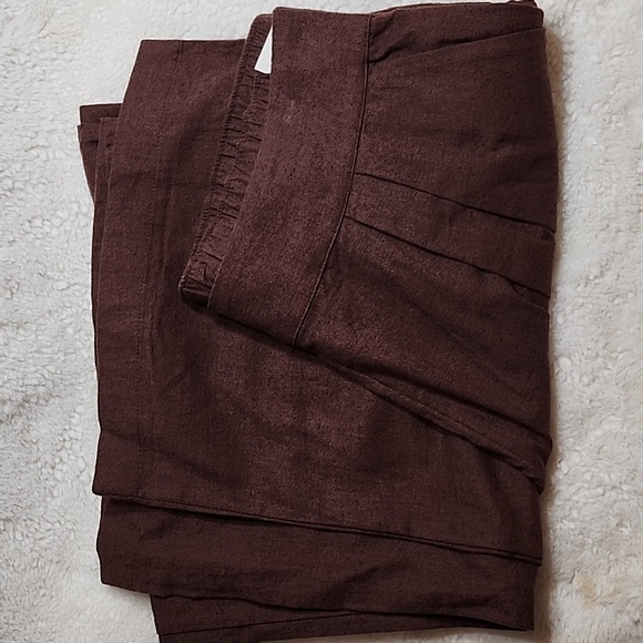 NWT Abercrombie&Fitch 53% Linen Pleated Wide Leg Pants Chocolote Brown Sz M - Picture 16 of 16